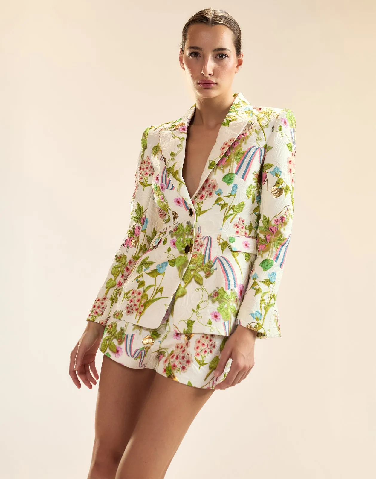 Printed Brocade Fitted Jacket