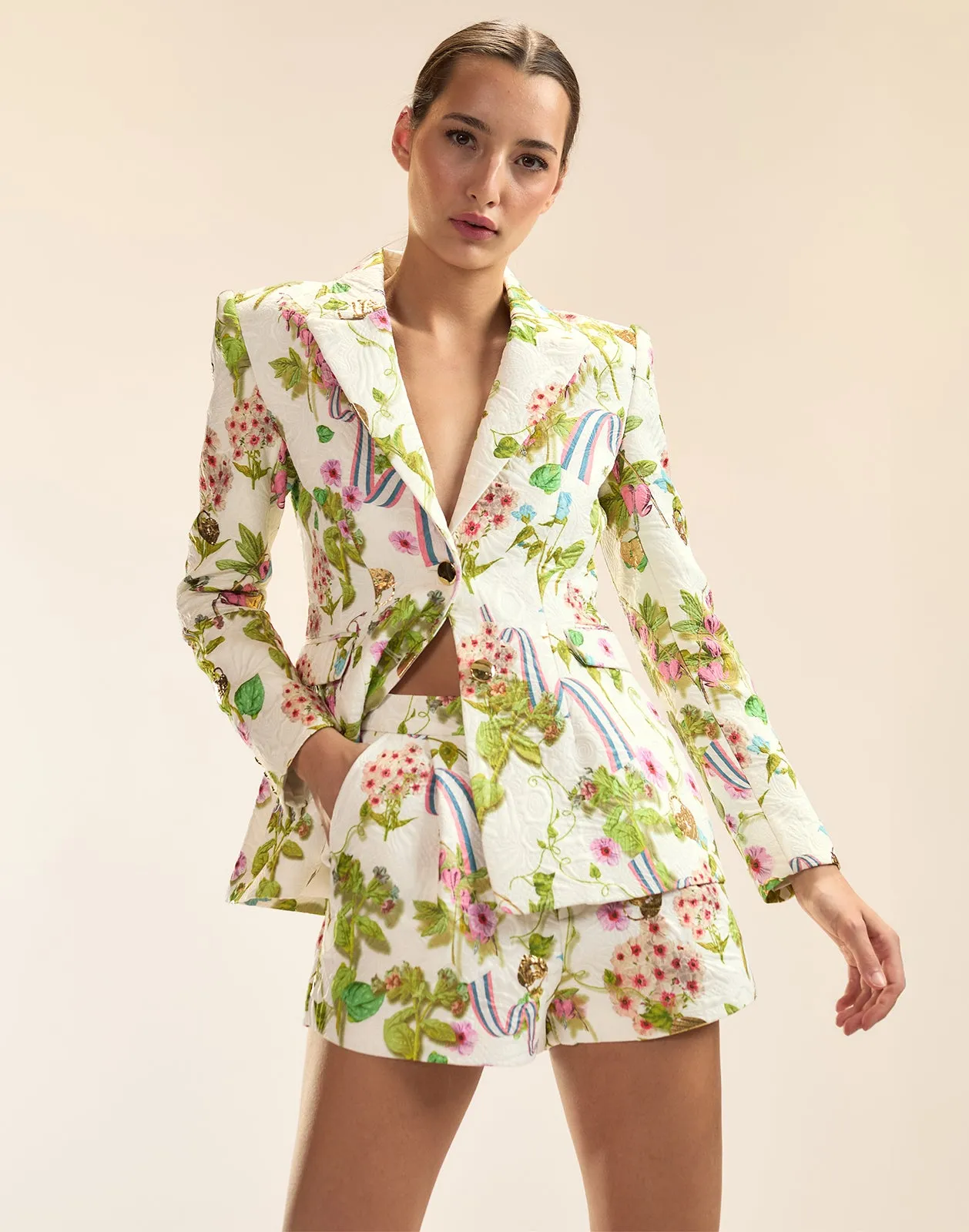 Printed Brocade Fitted Jacket