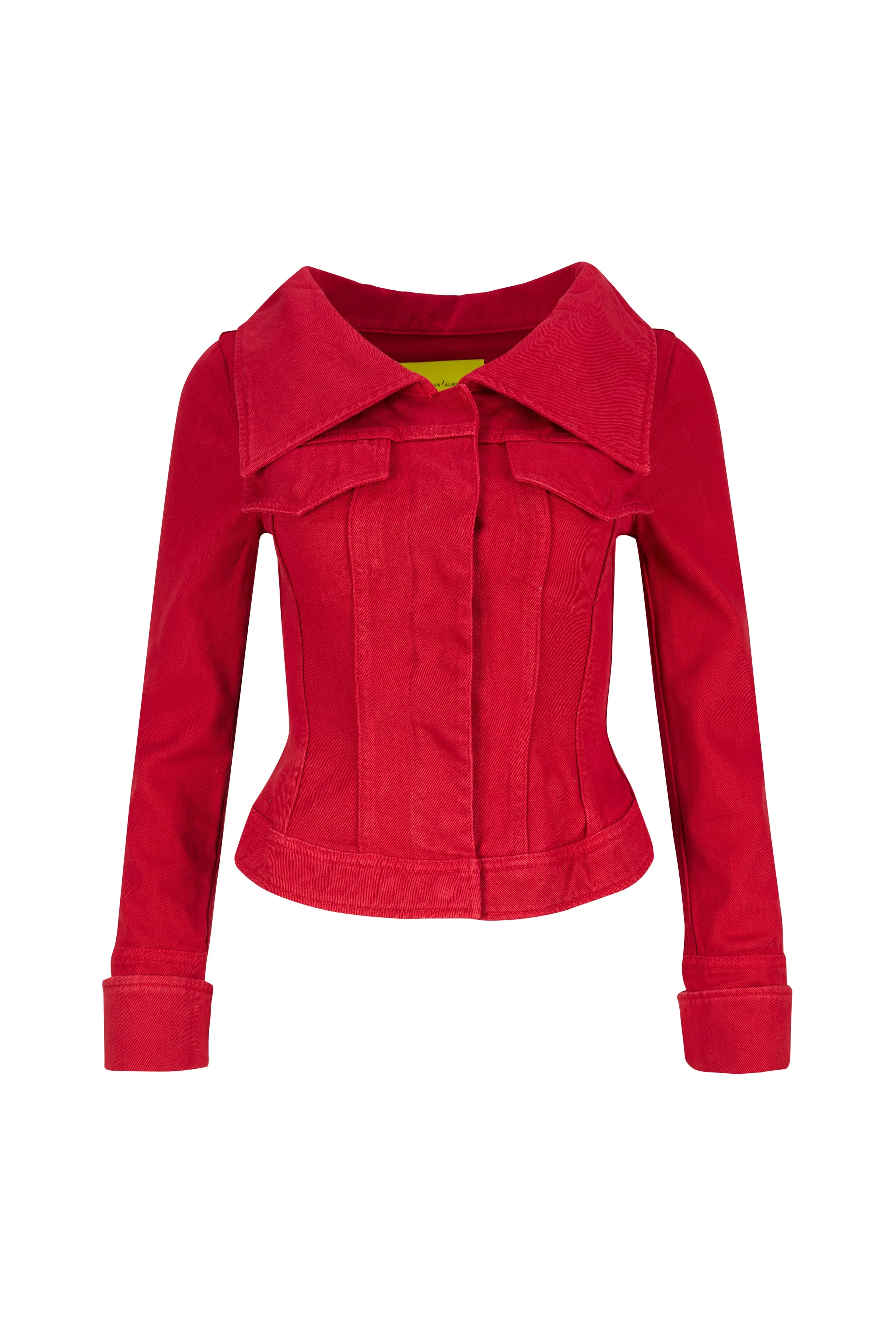 RED OFF-SHOULDER COLLAR JACKET