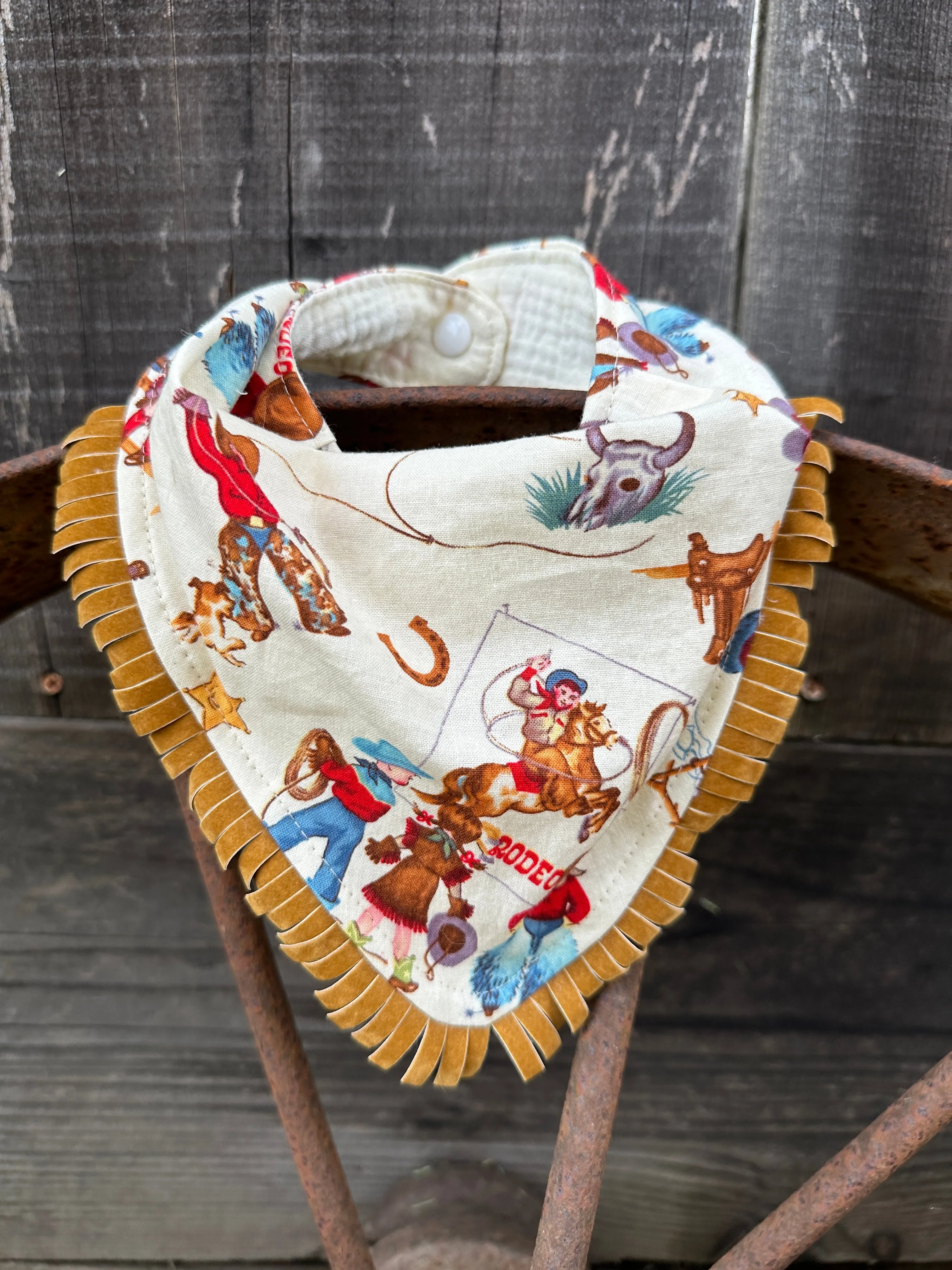 Rodeo Cowkids and Cowhide Bib/Burp Cloth Set