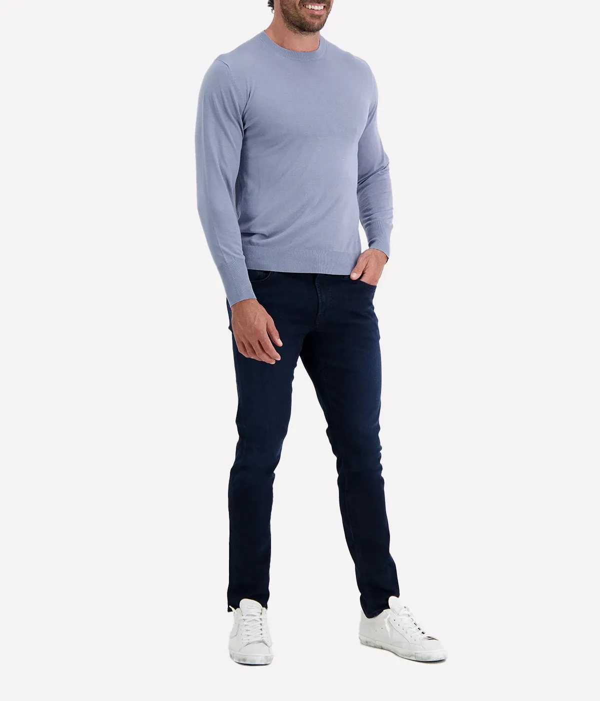Round Neck Sweater in Denim