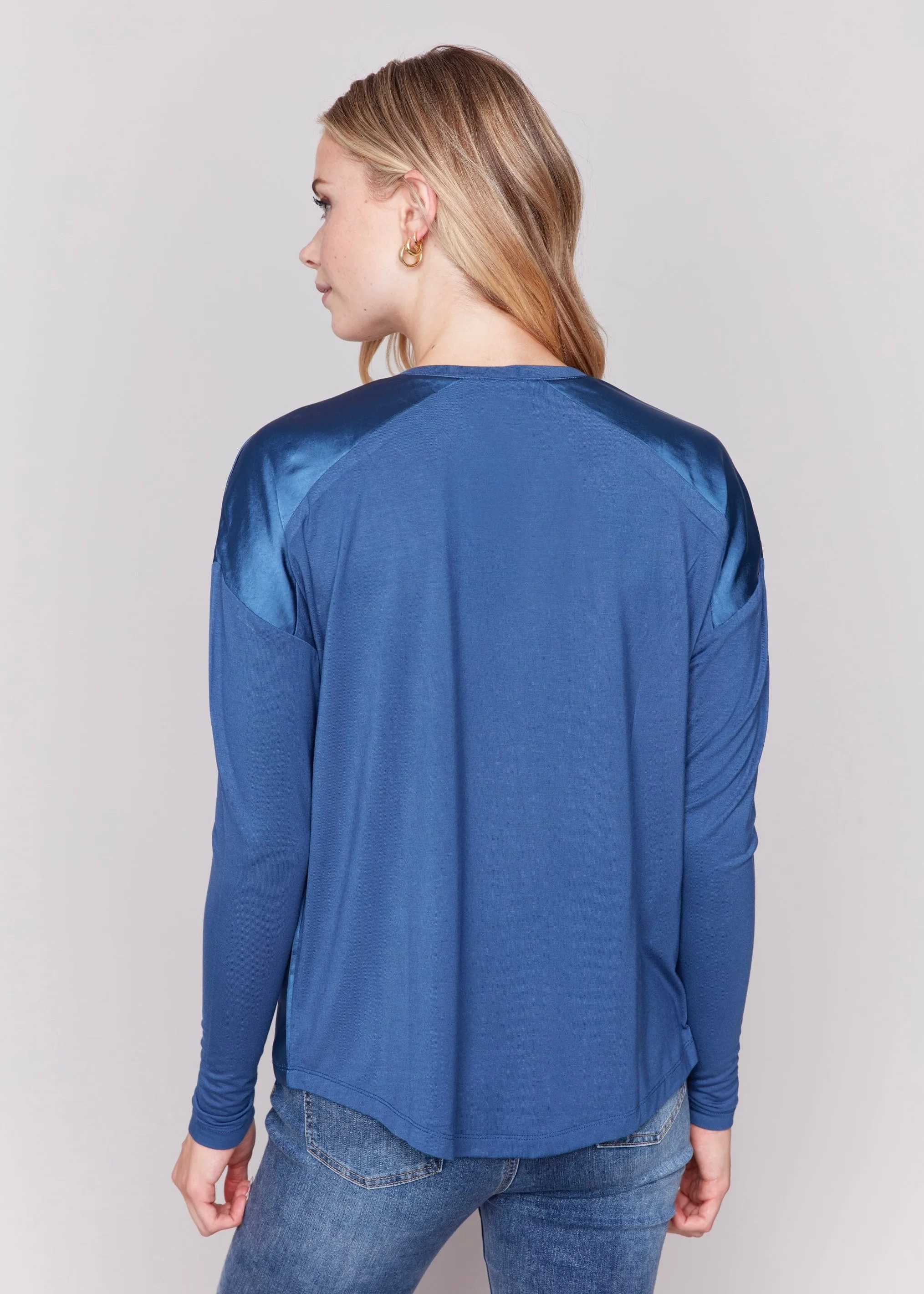 Satin Jersey Knit Top by Charlie B Denim