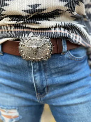She'll Give Ya The Horns Leather Belt