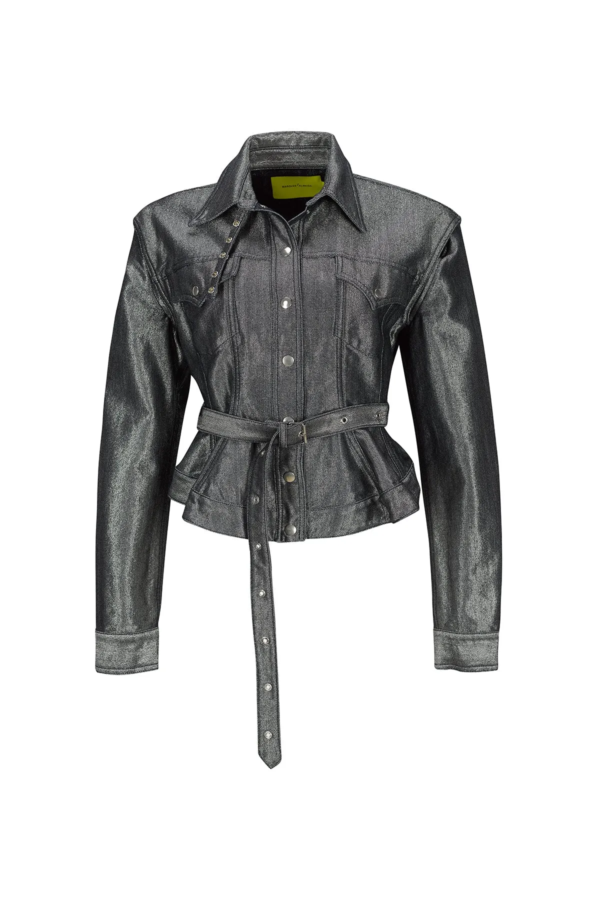 SILVER DENIM BELTED JACKET