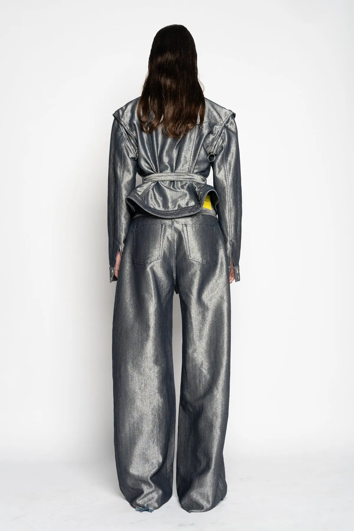 SILVER DENIM BELTED JACKET