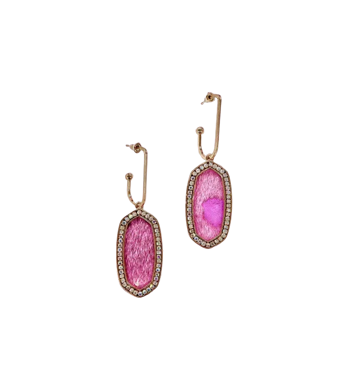 Southern Grace Women's Good Pink Cowhide Earrings