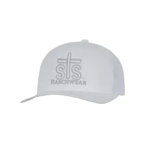 STS Ranchwear Unisex Puff Embroidery White Cotton Blend Baseball Cap Hat