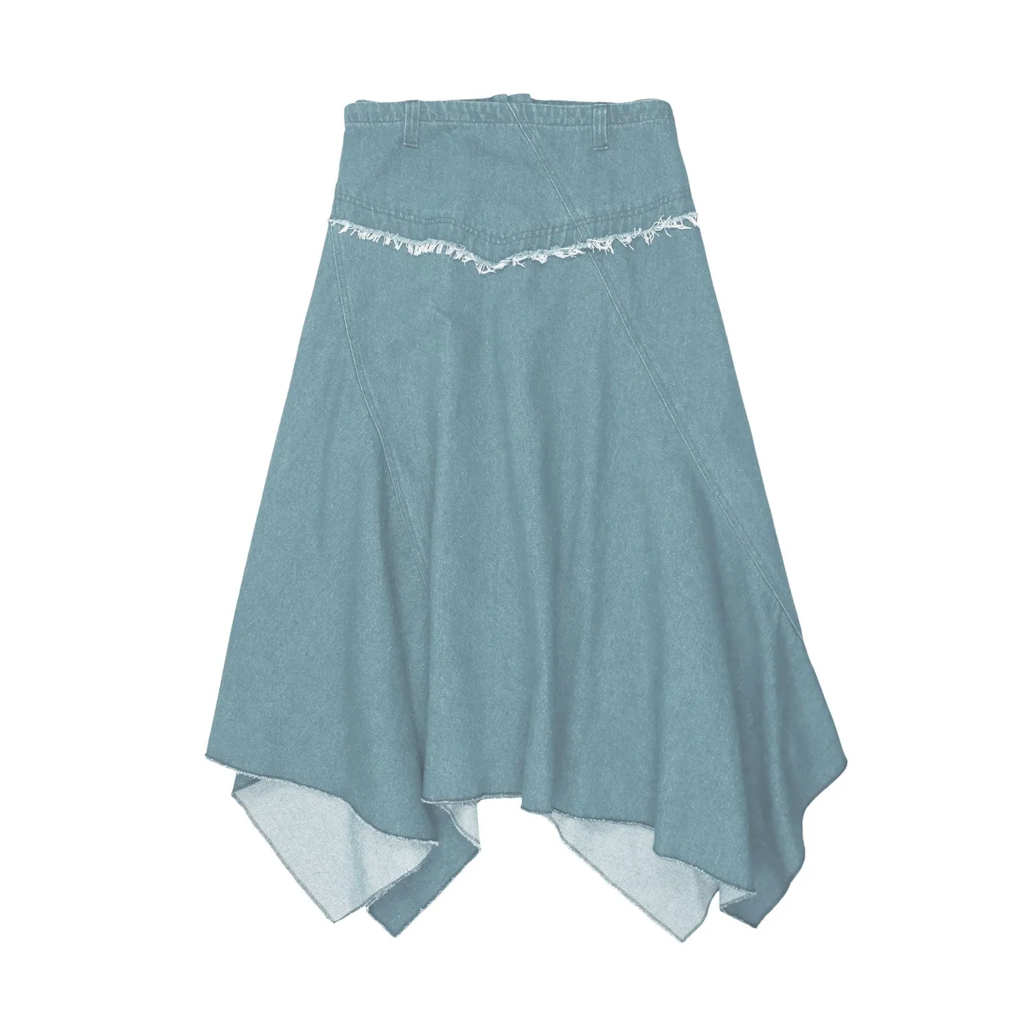 Urban Edge Light Denim Uneven Denim Skirt