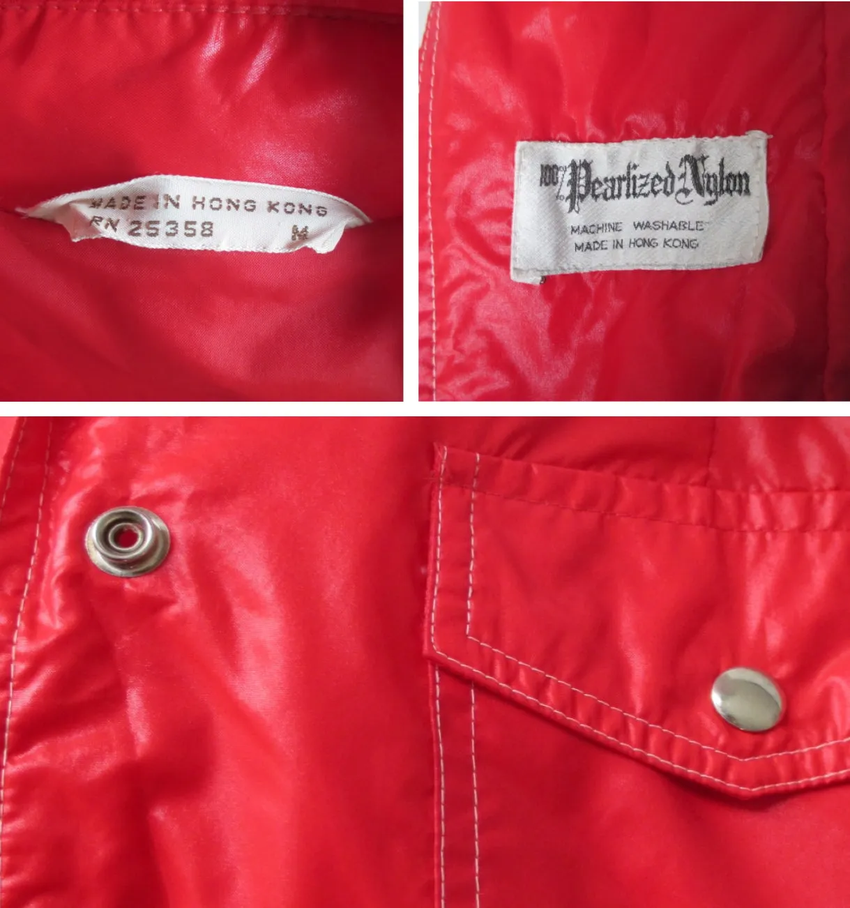 Vintage 70s Pearlized Red MOD Raincoat / Windbreaker Jacket M
