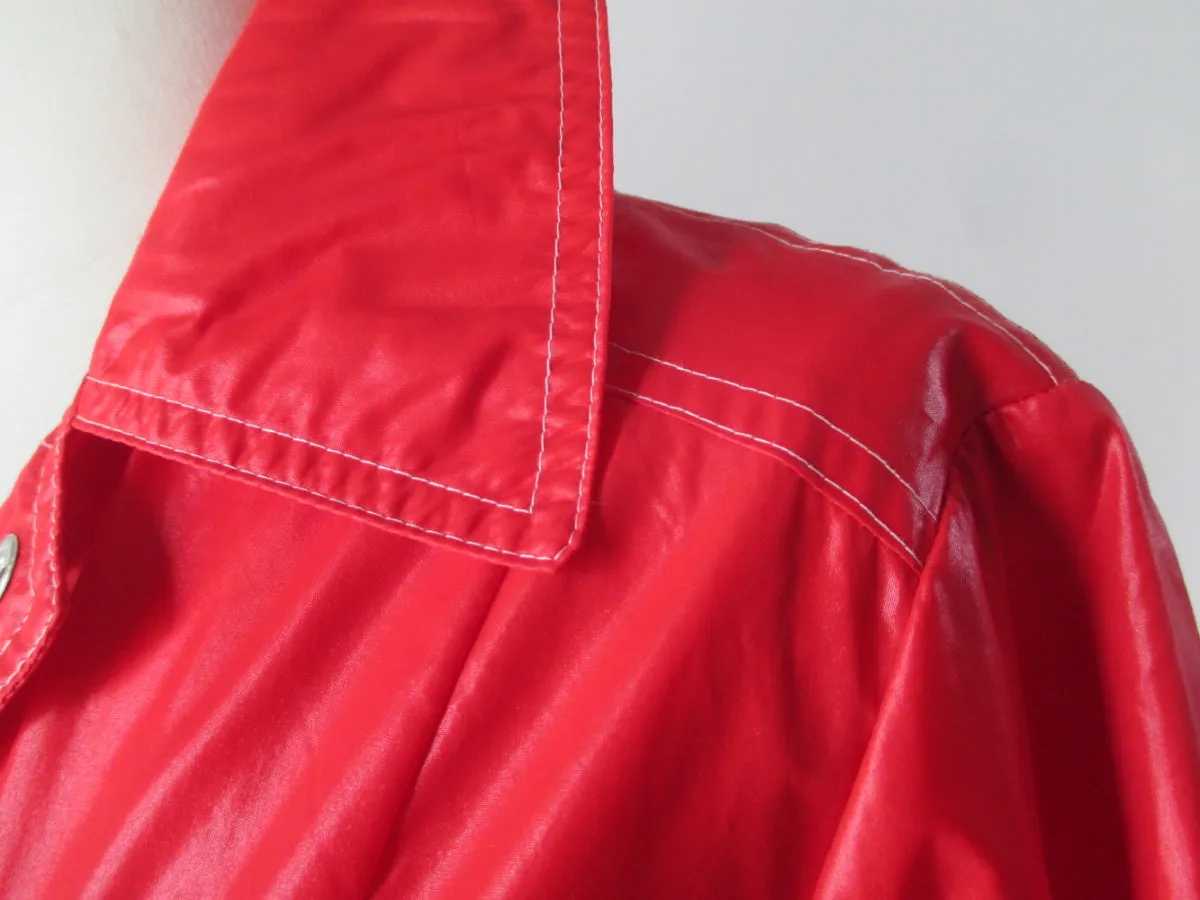 Vintage 70s Pearlized Red MOD Raincoat / Windbreaker Jacket M