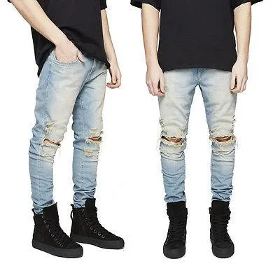 West Louis Ripped Skinny Biker Destroyed Jeans