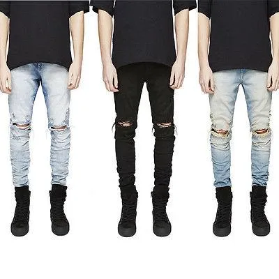 West Louis Ripped Skinny Biker Destroyed Jeans