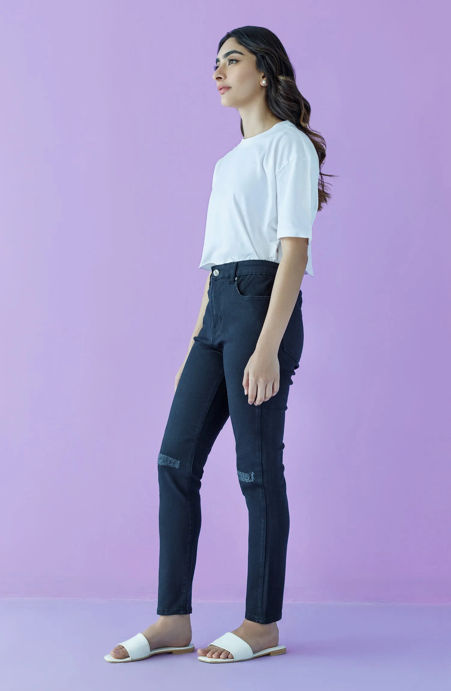 Western 1 Piece Plain Denim Jeans (NW-J-SF-22-002 BLACK)