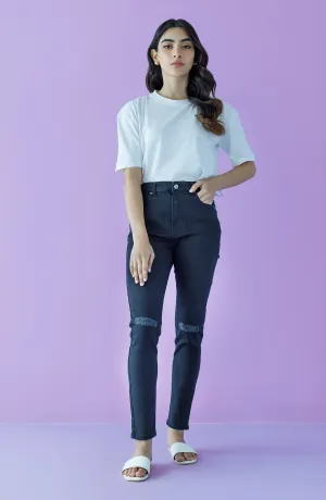 Western 1 Piece Plain Denim Jeans (NW-J-SF-22-002 BLACK)