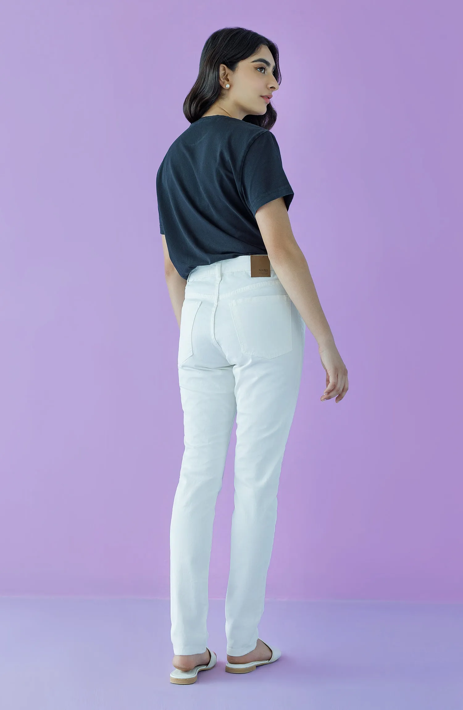 Western 1 Piece Plain Denim Jeans (NW-J-SF-22-002 CREAM)