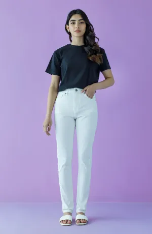 Western 1 Piece Plain Denim Jeans (NW-J-SF-22-002 CREAM)