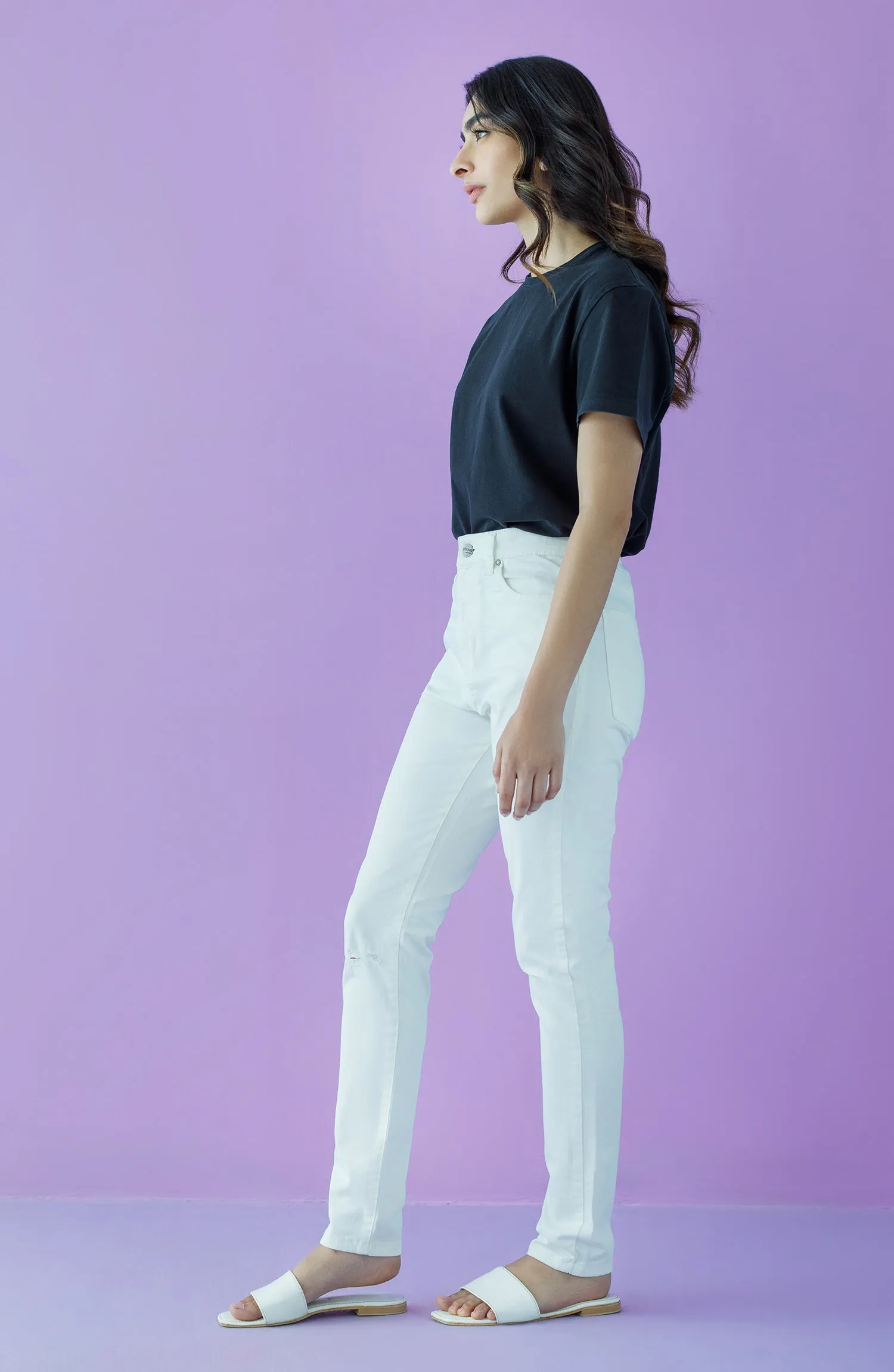 Western 1 Piece Plain Denim Jeans (NW-J-SF-22-002 CREAM)