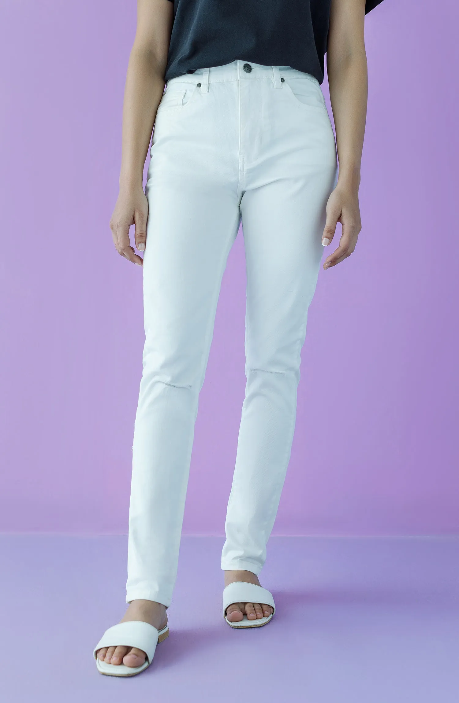 Western 1 Piece Plain Denim Jeans (NW-J-SF-22-002 CREAM)
