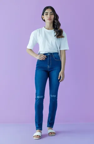 Western 1 Piece Plain Denim Jeans (NW-J-SF-22-002 D.BLUE)