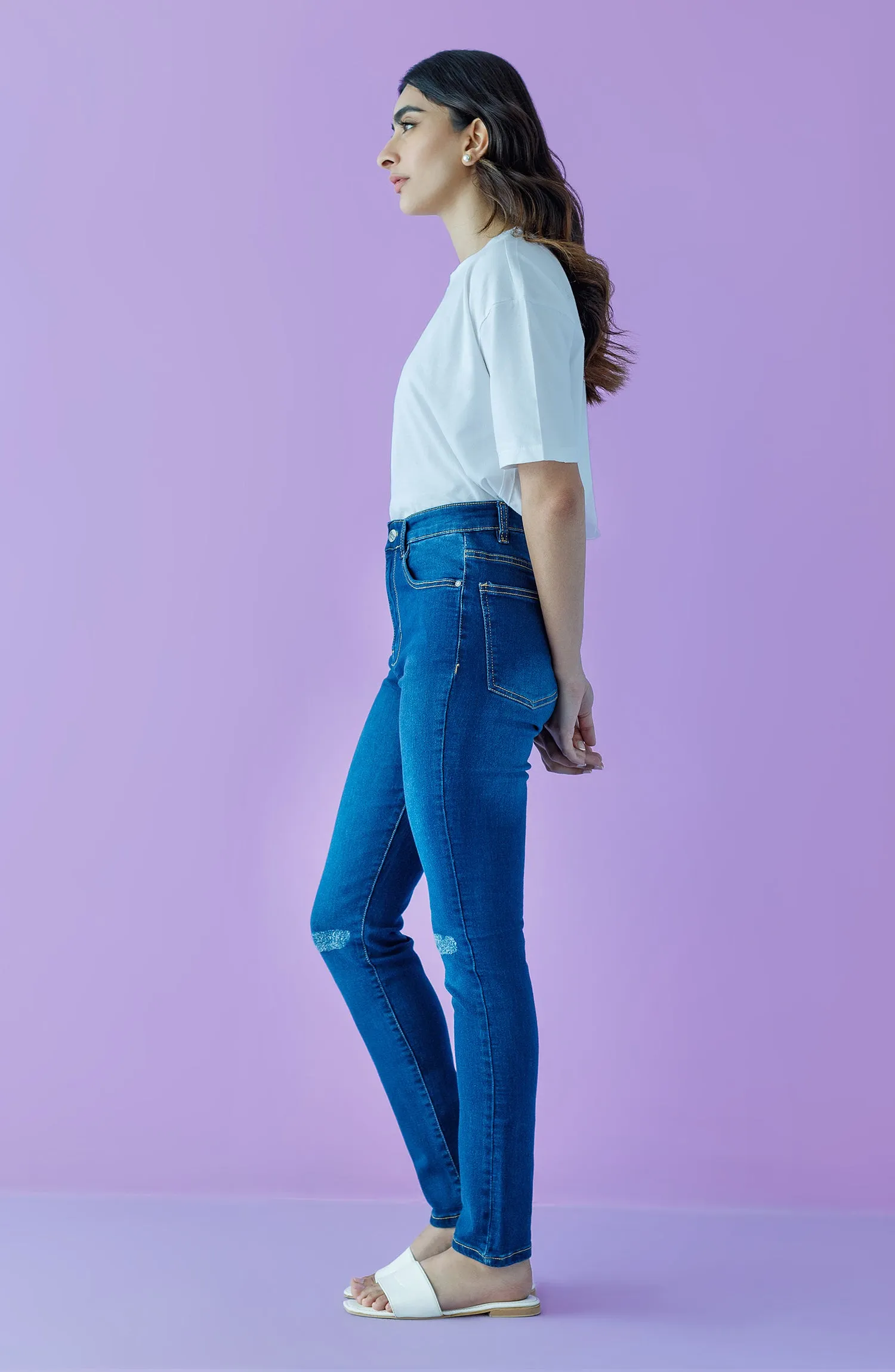 Western 1 Piece Plain Denim Jeans (NW-J-SF-22-002 D.BLUE)