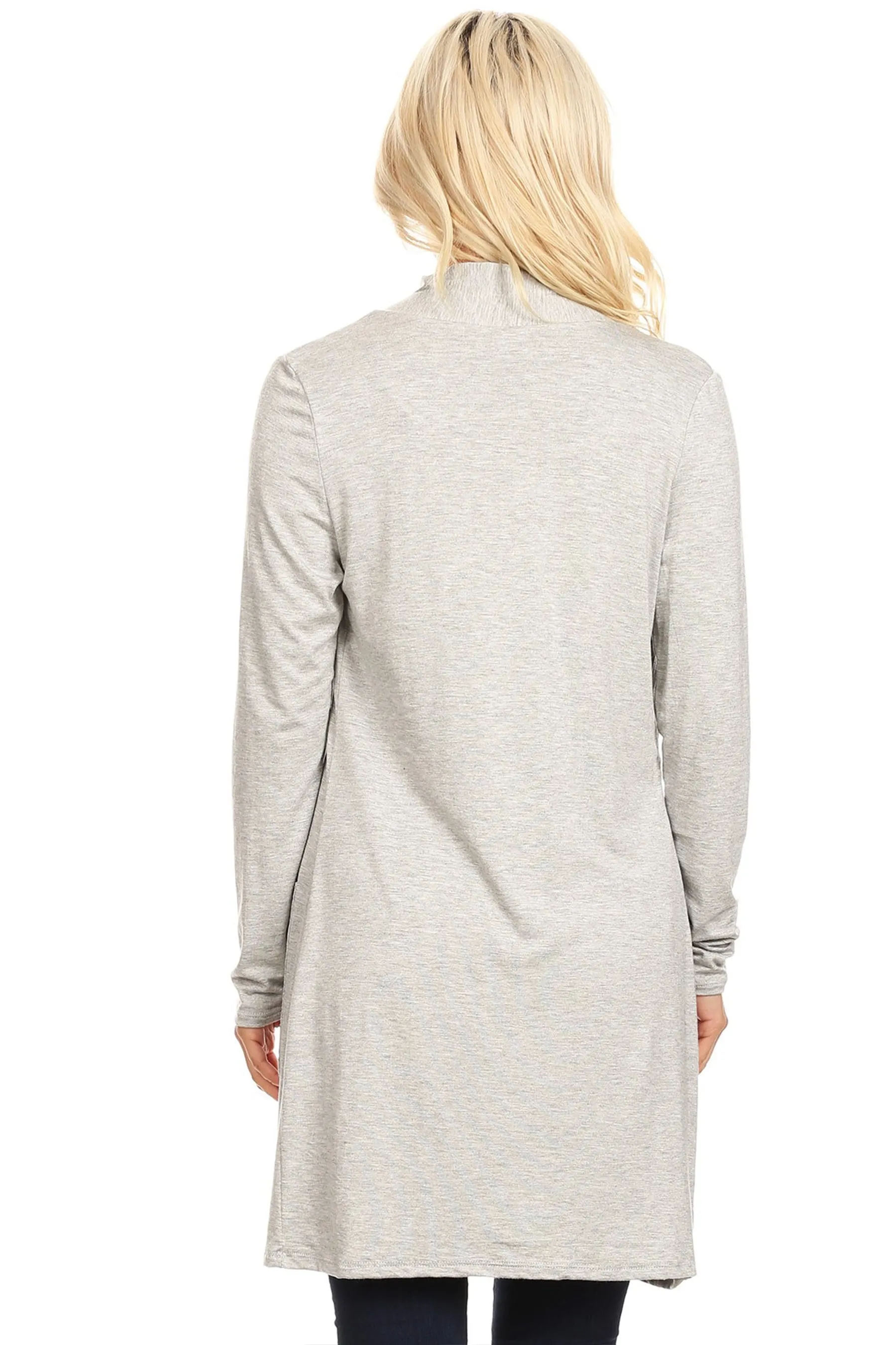 Women's Classic Open Front Long Sleeve Cardigan  with Side Pockets
