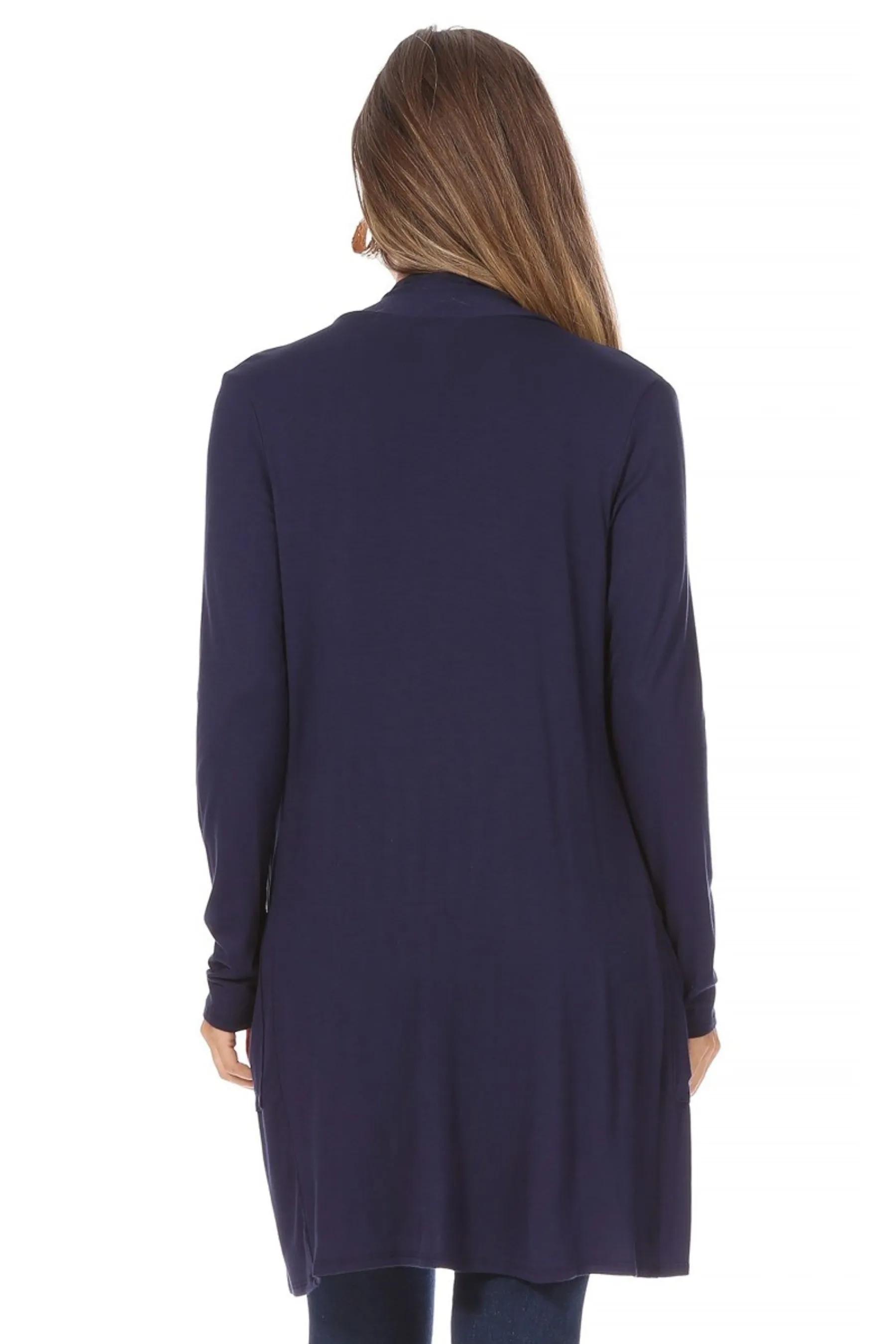Women's Classic Open Front Long Sleeve Cardigan  with Side Pockets