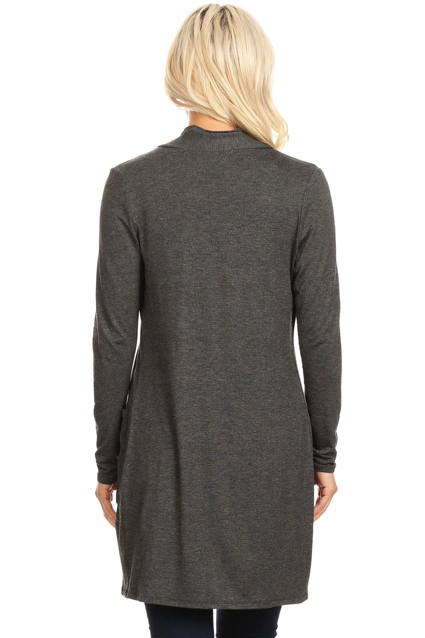 Women's Classic Open Front Long Sleeve Cardigan  with Side Pockets