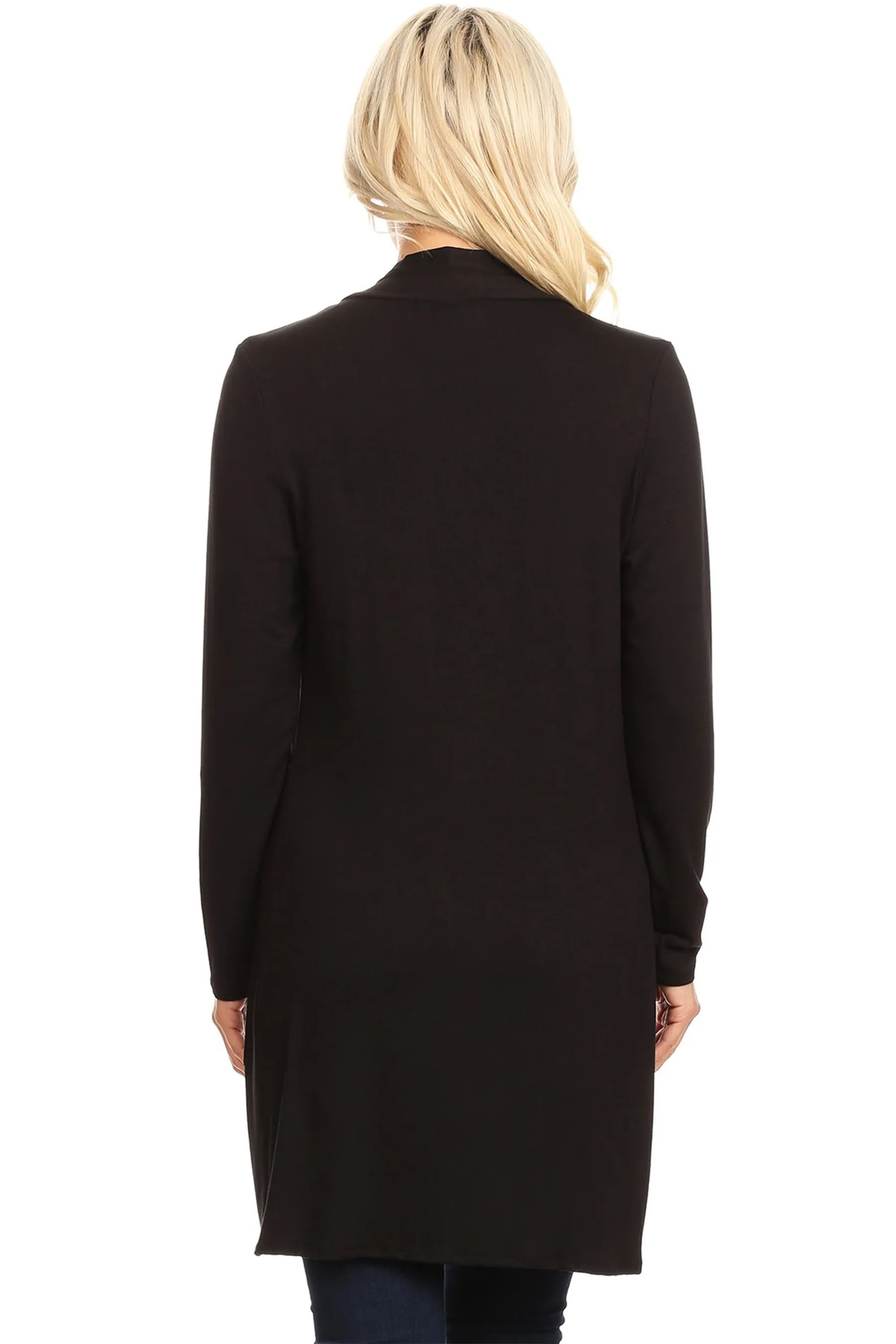 Women's Classic Open Front Long Sleeve Cardigan  with Side Pockets