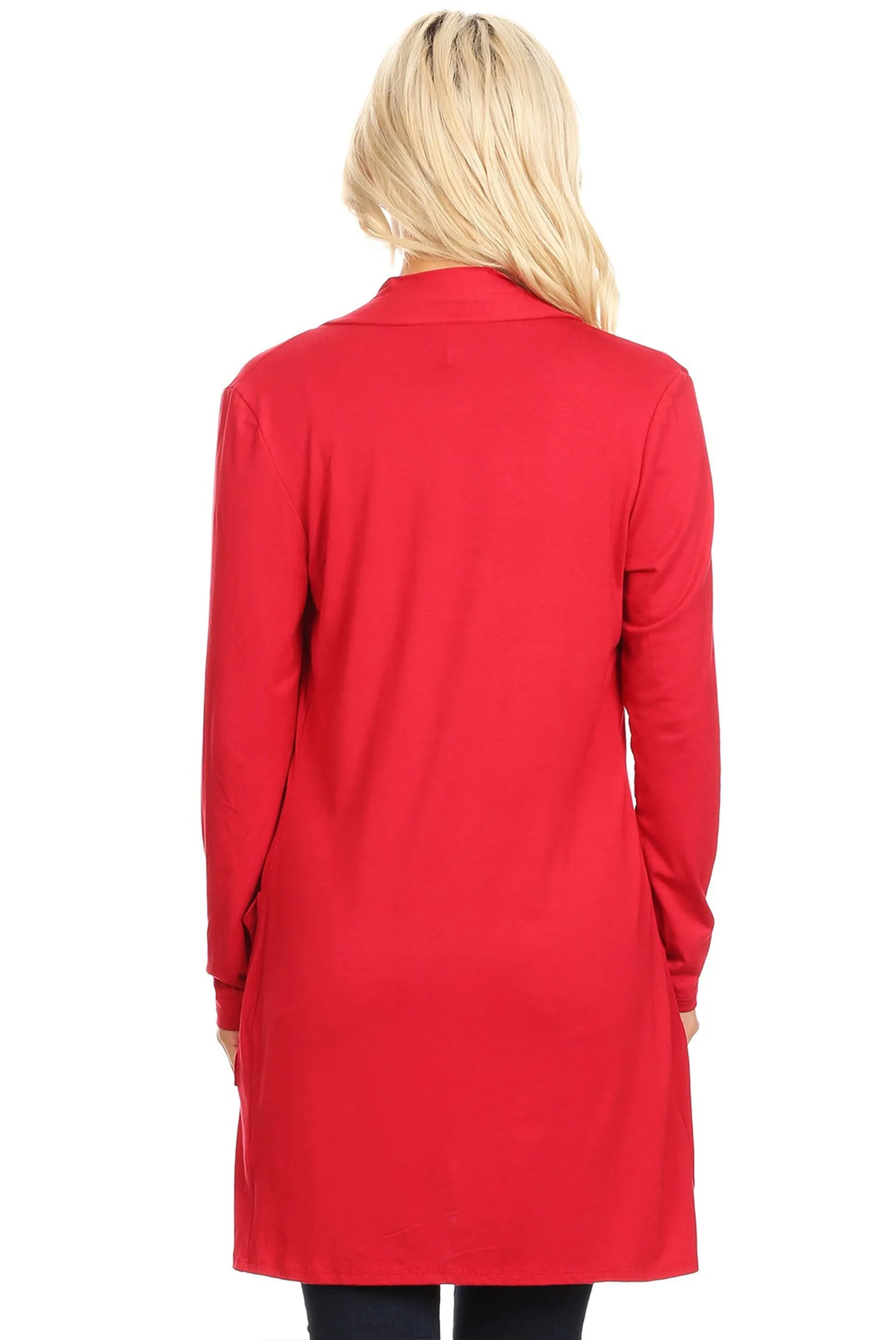 Women's Classic Open Front Long Sleeve Cardigan  with Side Pockets