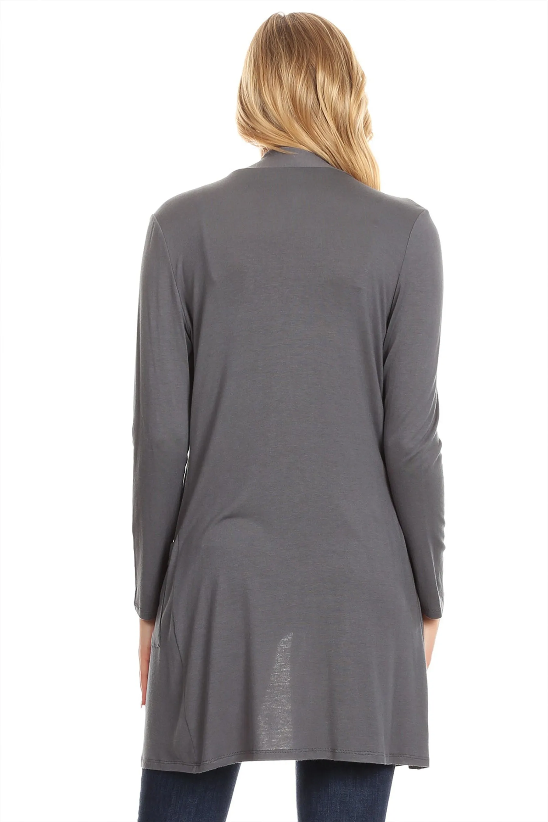 Women's Classic Open Front Long Sleeve Cardigan  with Side Pockets