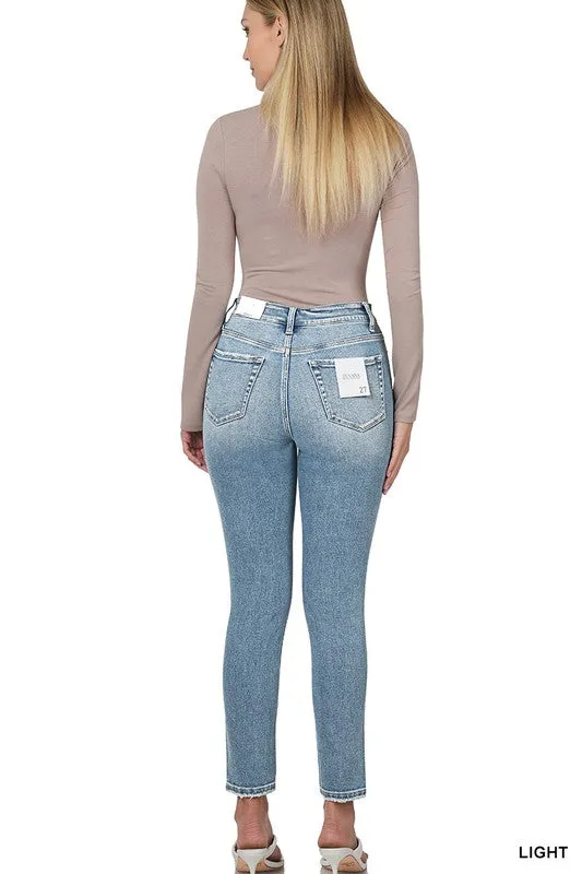 Zenana High Rise Skinny Ankle Length Denim Pants Jeans Light Rinse