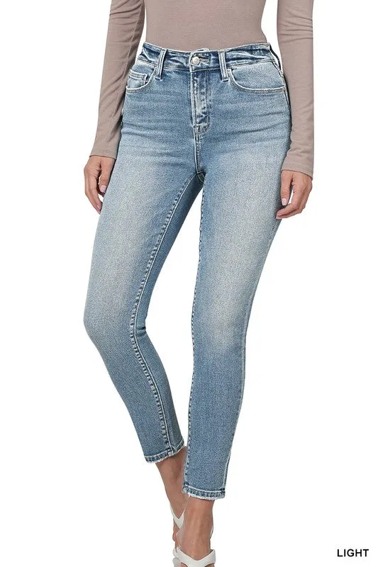 Zenana High Rise Skinny Ankle Length Denim Pants Jeans Light Rinse